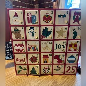 Festive Advent Calendar with Red and Gold Accents